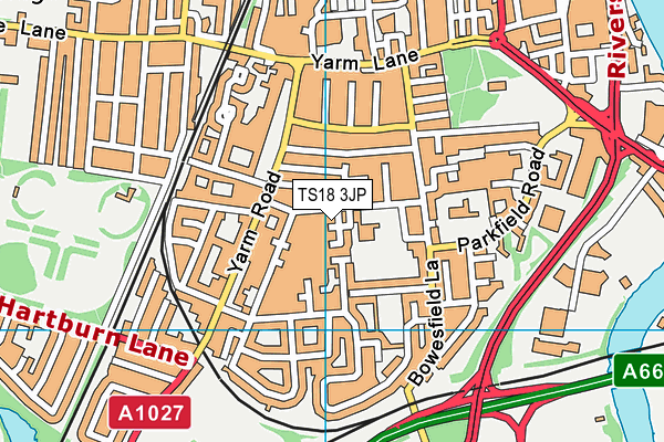 TS18 3JP map - OS VectorMap District (Ordnance Survey)