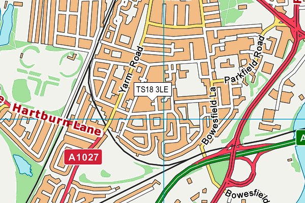 TS18 3LE map - OS VectorMap District (Ordnance Survey)