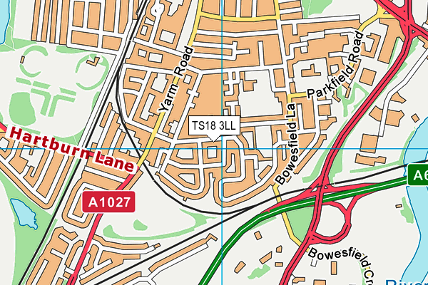 TS18 3LL map - OS VectorMap District (Ordnance Survey)