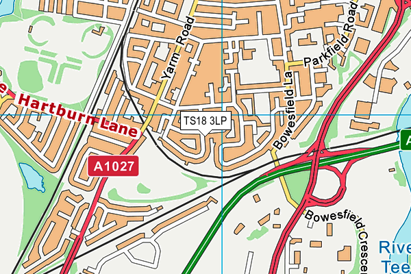 TS18 3LP map - OS VectorMap District (Ordnance Survey)