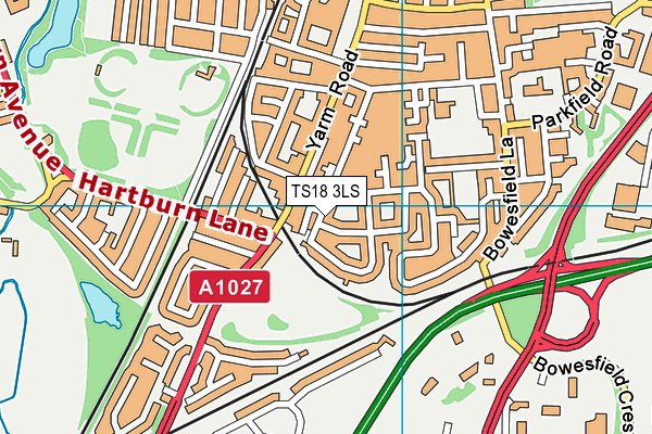 TS18 3LS map - OS VectorMap District (Ordnance Survey)