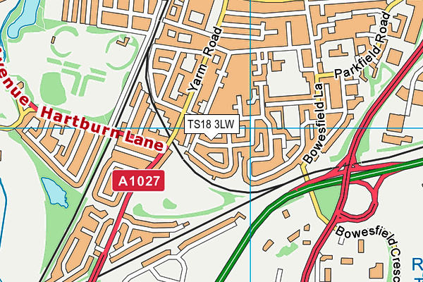 TS18 3LW map - OS VectorMap District (Ordnance Survey)