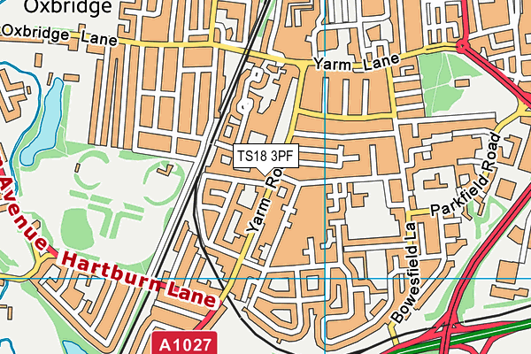 TS18 3PF map - OS VectorMap District (Ordnance Survey)