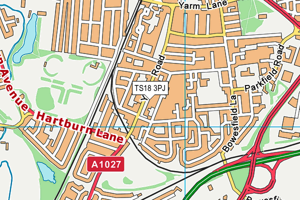 TS18 3PJ map - OS VectorMap District (Ordnance Survey)