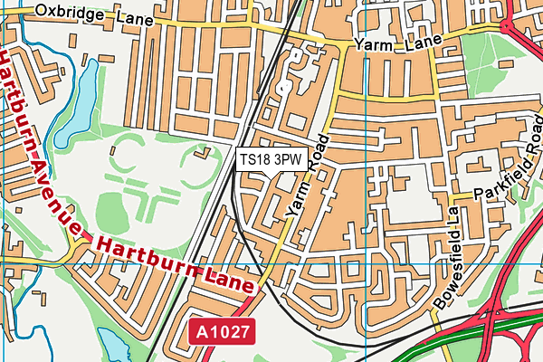 TS18 3PW map - OS VectorMap District (Ordnance Survey)