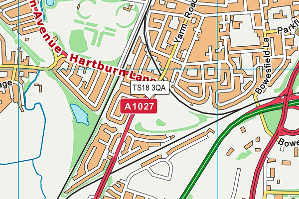 TS18 3QA map - OS VectorMap District (Ordnance Survey)