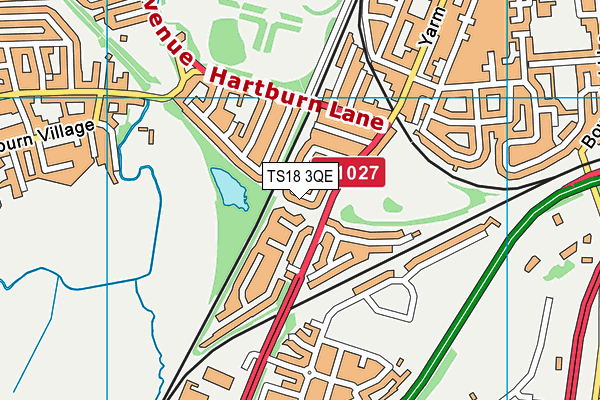 TS18 3QE map - OS VectorMap District (Ordnance Survey)