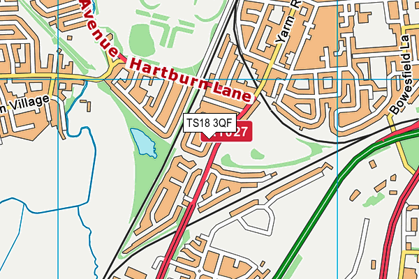 TS18 3QF map - OS VectorMap District (Ordnance Survey)