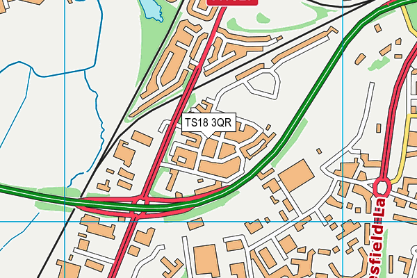 TS18 3QR map - OS VectorMap District (Ordnance Survey)