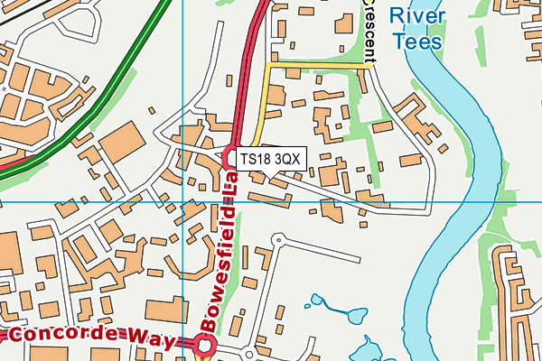 TS18 3QX map - OS VectorMap District (Ordnance Survey)