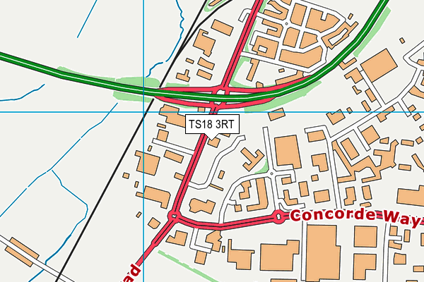 TS18 3RT map - OS VectorMap District (Ordnance Survey)