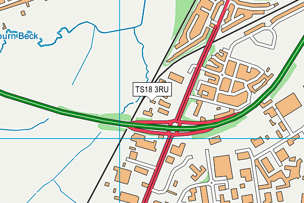 TS18 3RU map - OS VectorMap District (Ordnance Survey)