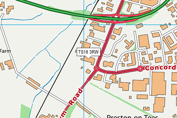 TS18 3RW map - OS VectorMap District (Ordnance Survey)