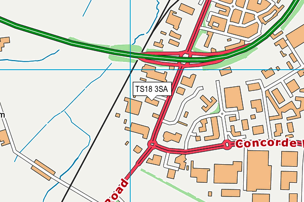 TS18 3SA map - OS VectorMap District (Ordnance Survey)