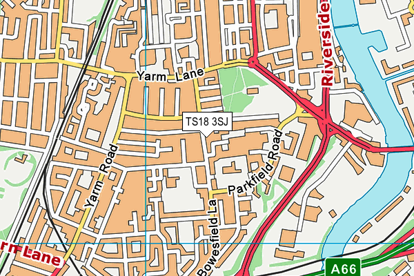 TS18 3SJ map - OS VectorMap District (Ordnance Survey)