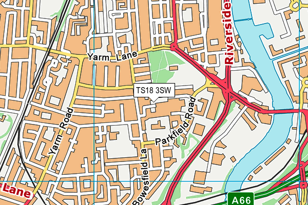 TS18 3SW map - OS VectorMap District (Ordnance Survey)