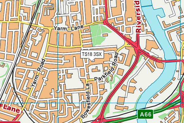 TS18 3SX map - OS VectorMap District (Ordnance Survey)