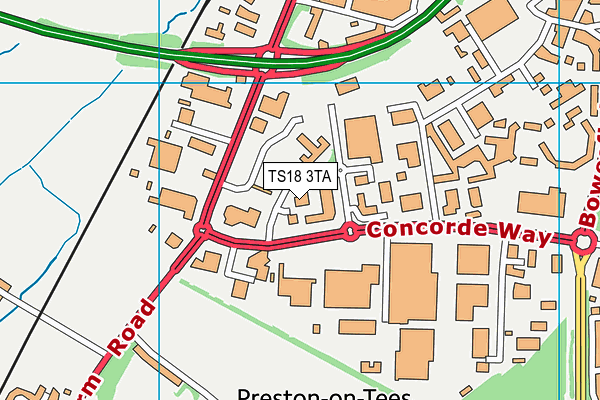 TS18 3TA map - OS VectorMap District (Ordnance Survey)