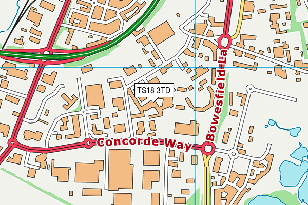 TS18 3TD map - OS VectorMap District (Ordnance Survey)