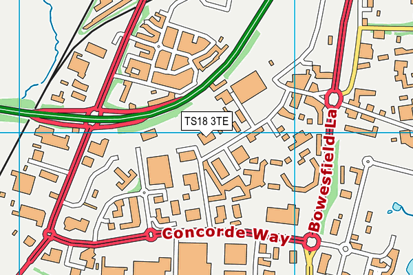 TS18 3TE map - OS VectorMap District (Ordnance Survey)