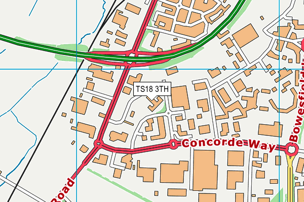 TS18 3TH map - OS VectorMap District (Ordnance Survey)