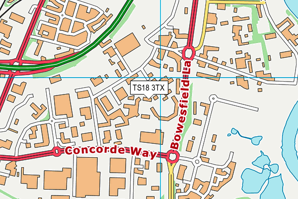 TS18 3TX map - OS VectorMap District (Ordnance Survey)