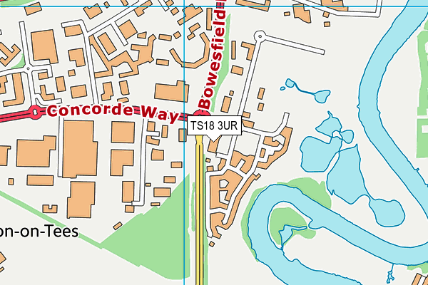 TS18 3UR map - OS VectorMap District (Ordnance Survey)