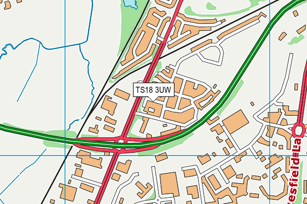 TS18 3UW map - OS VectorMap District (Ordnance Survey)