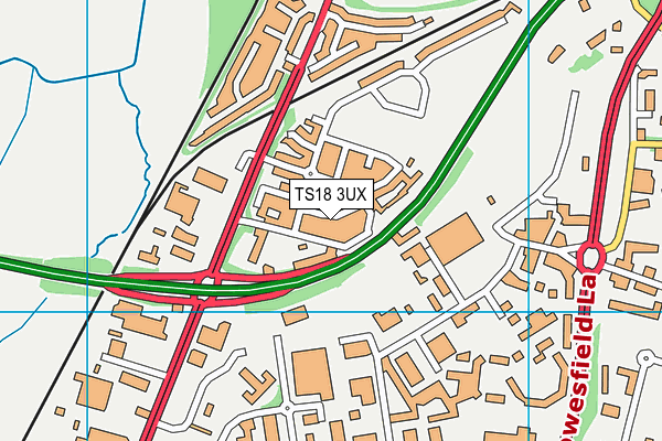 TS18 3UX map - OS VectorMap District (Ordnance Survey)