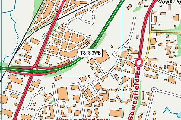 TS18 3WB map - OS VectorMap District (Ordnance Survey)