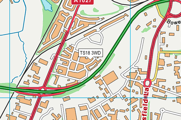 TS18 3WD map - OS VectorMap District (Ordnance Survey)