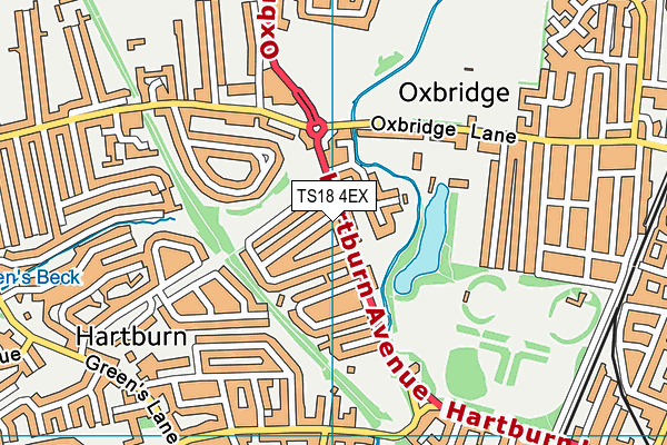 TS18 4EX map - OS VectorMap District (Ordnance Survey)