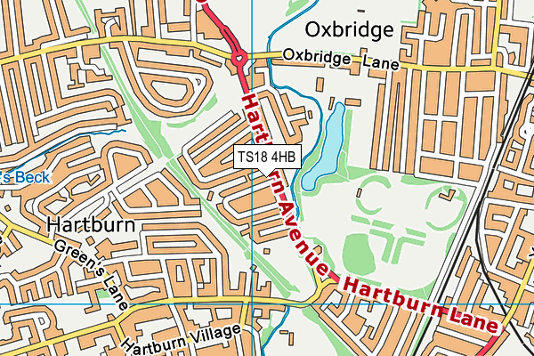 TS18 4HB map - OS VectorMap District (Ordnance Survey)