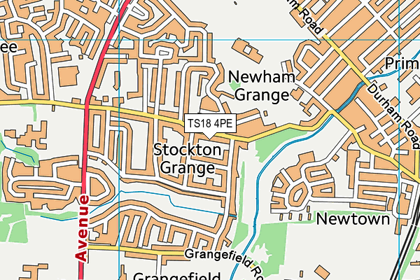 TS18 4PE map - OS VectorMap District (Ordnance Survey)