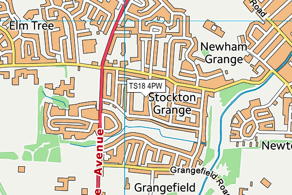 TS18 4PW map - OS VectorMap District (Ordnance Survey)