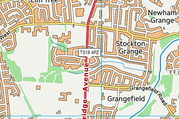 TS18 4PZ map - OS VectorMap District (Ordnance Survey)