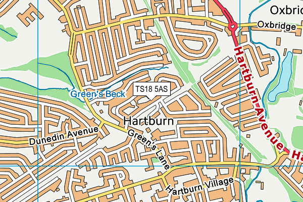 TS18 5AS map - OS VectorMap District (Ordnance Survey)