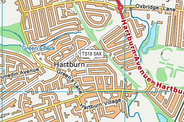 TS18 5AX map - OS VectorMap District (Ordnance Survey)