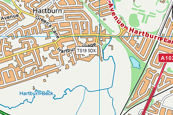 TS18 5DX map - OS VectorMap District (Ordnance Survey)