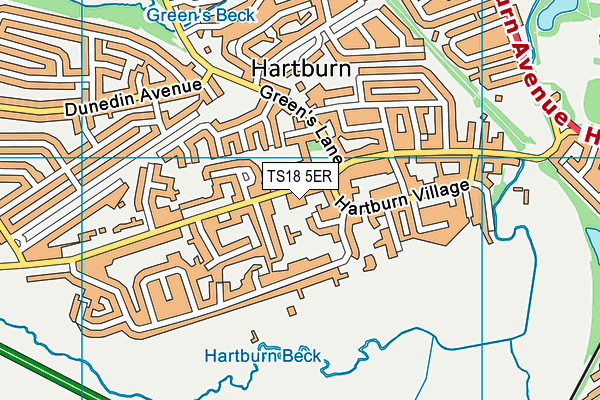 TS18 5ER map - OS VectorMap District (Ordnance Survey)