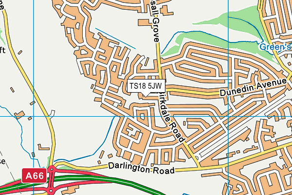 TS18 5JW map - OS VectorMap District (Ordnance Survey)