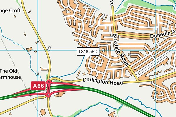 TS18 5PD map - OS VectorMap District (Ordnance Survey)