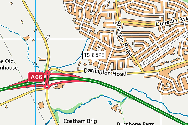 TS18 5PE map - OS VectorMap District (Ordnance Survey)