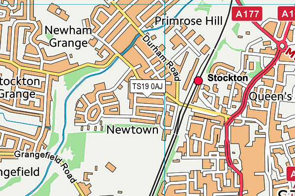 TS19 0AJ map - OS VectorMap District (Ordnance Survey)