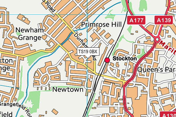 TS19 0BX map - OS VectorMap District (Ordnance Survey)