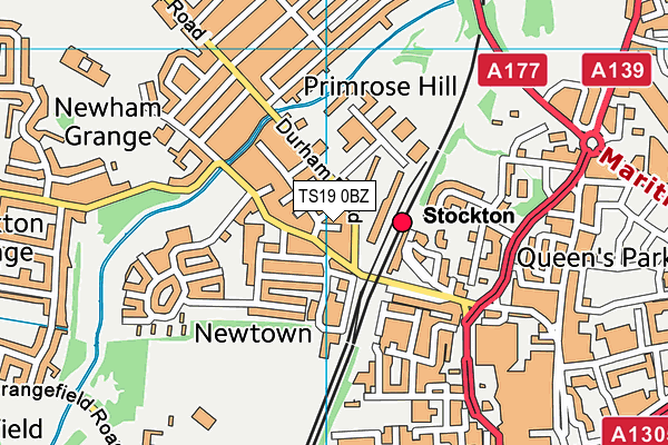 TS19 0BZ map - OS VectorMap District (Ordnance Survey)