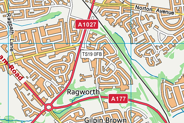 Ragworth Neighbourhood Centre map (TS19 0FB) - OS VectorMap District (Ordnance Survey)