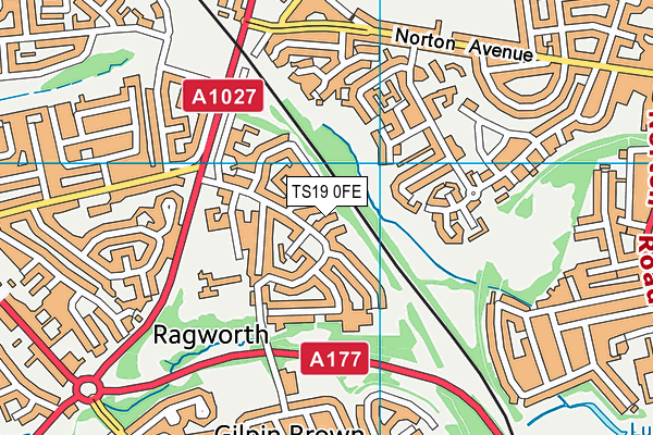 TS19 0FE map - OS VectorMap District (Ordnance Survey)