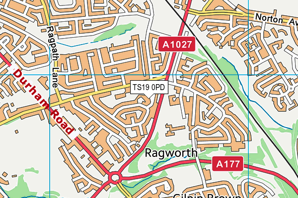 TS19 0PD map - OS VectorMap District (Ordnance Survey)