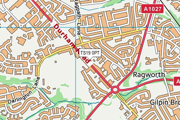 TS19 0PT map - OS VectorMap District (Ordnance Survey)